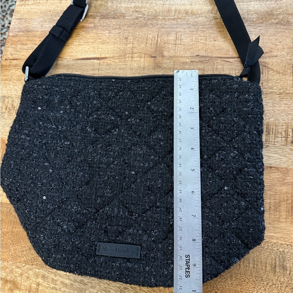 Vera Bradley Black Crossbody Bag with Adjustable Strap and Flap Closure